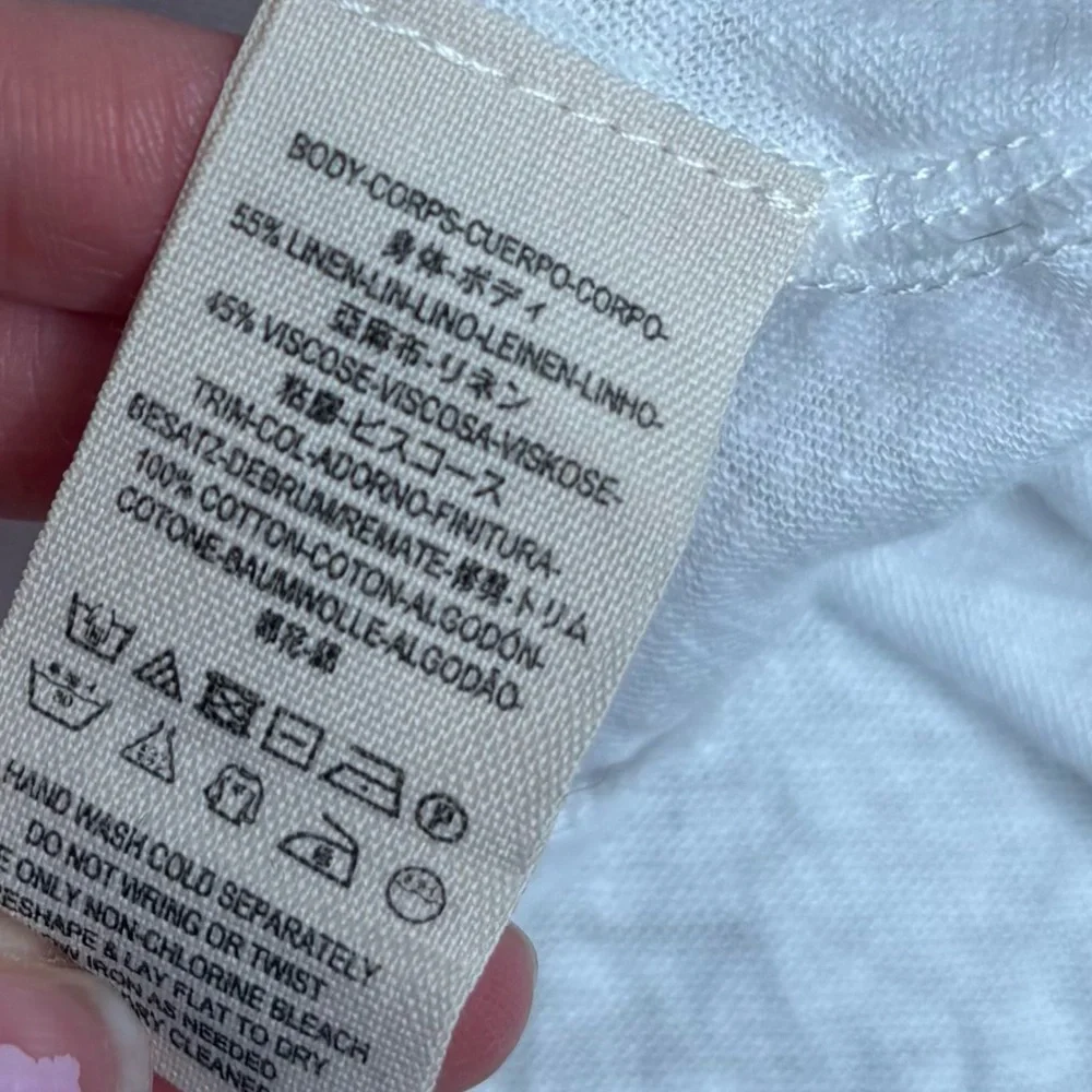 Free People size XS Linen Blend Flowy oversized white top shirt tunic boho beach - Picture 6 of 7